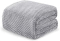 Exclusivo Mezcla Fleece Bed Blanket Twin Size, Super Soft and Warm Blankets for Couch, Sofa and Bed Waffle Textured, Cozy, Fuzzy and Lightweight (Light Grey, 90x66 Inches)