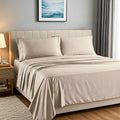 Carressa Linen 100% Egyptian Cotton Sheets California King Size - 1500 Thread Count 4 PC Cal King Sheet Egyptian Cotton, Cooling Sateen Sheets, High Thread Count Sheet California King - Taupe
