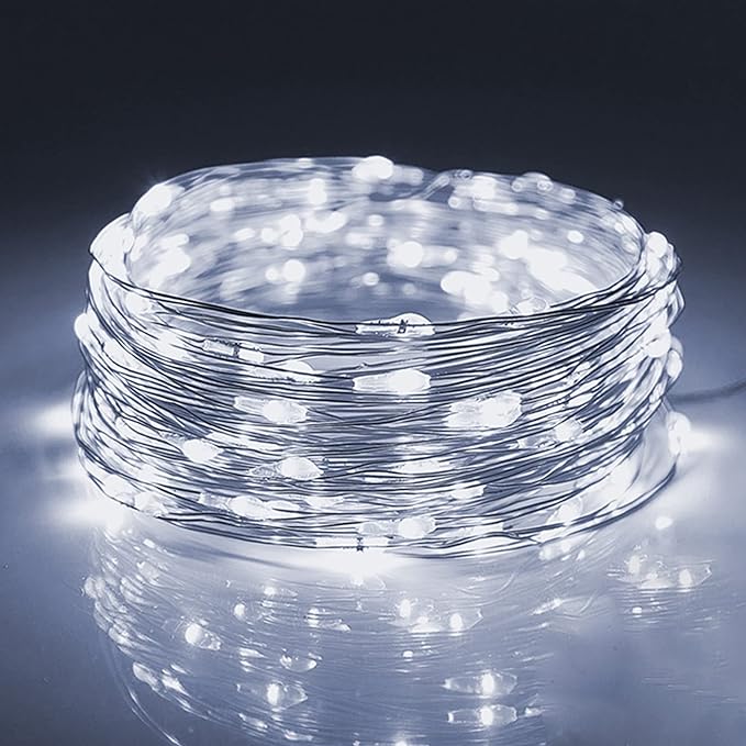 WATERGLIDE 12 Pack Fairy Lights Battery Operated (Included), 7 ft 20 LED Mini String Lights, Waterproof Silver Wire Firefly Starry Lights for DIY Wedding Christmas Party Mason Jars Decor, Cool White