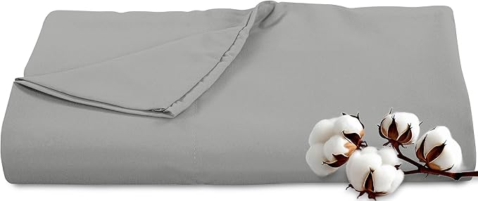Royale Linens 300 Thread Count 100% Long Staple Combed Cotton Flat Sheet - Super Soft - Top Sheets - Twin Flat Sheet Sold Separately - Breathable, Cool & Crisp Percale Sheets Only (Twin, Silver)