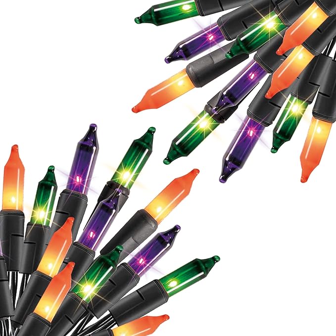 Dazzle Bright Purple Orange and Green Halloween Lights, 40FT 200 Count Mini String Lights, Waterproof Halloween Decorations for Outdoor Indoor Patio Home Party Garden Yard Decor