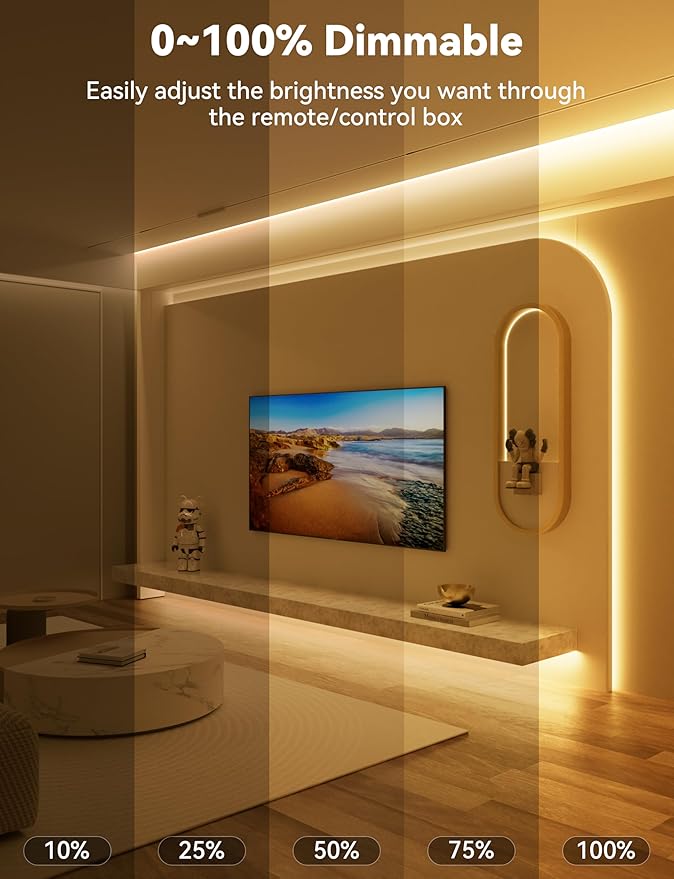 PAUTIX COB LED Strip Light 16.4ft,Engineering Level UL Listed Warm White 2700K,CRI93+ Super Bright High Lumen,Dimmable 24V Flexible LED Tape Light with RF Remote,for Cabinets,Home&Office DIY Lighting