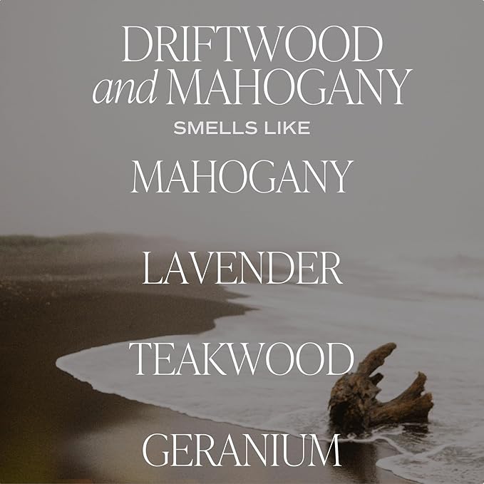 Sweet Water Decor Driftwood and Mahogany Soy Candle - Fresh Lavender, Geranium, Warm Mahogany, and Earthy Wood Scented Candles for Home - 9oz Amber Jar + Metal Lid, 40+ Hour Burn Time, Made in the USA