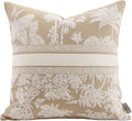 Premium Throw Pillow Covers 22x22 Inches - Oatmeal Jungle with White Palm Tree Chenille Jacquard Embroidery Decorative Couch Pillow Covers for Living Room Bedroom Sofa