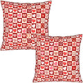 Red Valentines Day Pillow Cover - Pink Heart Love Throw Pillows Covers 16x16 Set of 2 Mother's Day Pillow Cases for Sofa Bedroom