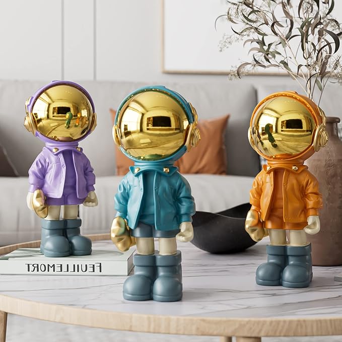 Figurine Statue Astronaut Sculpture Spaceman Decor,Sculpture for Home Decor,Arts Blue Shelf Decoration,Cool Metal Mask Table Decor,Large Spaceman Figure Ornament