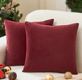 Christmas Burgundy Pillow Covers Set of 2 22x22 Inch Throw Pillow Covers, Soft Velvet Xmas Wine Red Decorative Pillow Covers for Couch Sofa Bed Living Room, Home Modern Decor