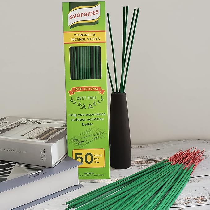 Citronella Incense Sticks 50 Pieces per Box, Made from Natural Plants, Suitable for Outdoors, Indoors, by The Pool, in The Yard