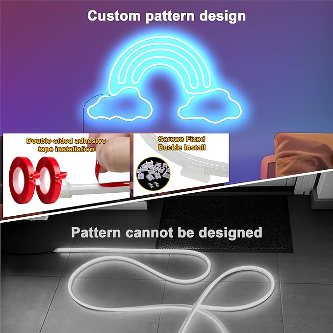 Cozylady 100Ft (50Ft * 2 Rolls) RGB LED Neon Rope Lights for Bedroom, 30m LED Strip Lamp with Double Sided Adhesive Tape, App/Remote Control DIY Lights Decorate The Outdoor and Indoor of Your Home
