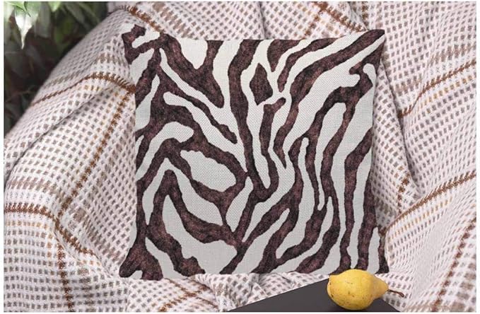 WONDERTIFY Pillow Cover Zebra Skin Pattern Nature Animal Print Brown White - Soft Linen Pillow Case for Decorative Bedroom/Livingroom/Sofa/Farm House - Cushion Covers 18x18 Inch 45x45 cm