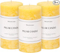 3x6 inch Yellow Pillar Candles Set of 3, Unscented Pillar Candle, Dripless and Smokeless Large Candles, Candle for Home Decor, Dinner Table,Weddings, Holidays