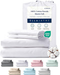 Ella Jayne Percale Sheets Full (4 Pieces) Permium 100% Cotton Percale TC300, Hotel Luxury Collection, Deep Pockets and Cooling Cotton Percale Sheets Full (White)