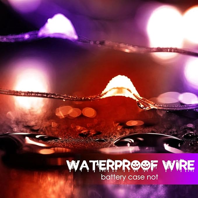 4-Pack 50 LED Orange and Purple Fairy Lights Battery Operated with Timer, 16FT Waterproof Starry Halloween String Lights Outdoor Indoor for Bedroom Wedding Birthday Halloween Horror Parties Decoration