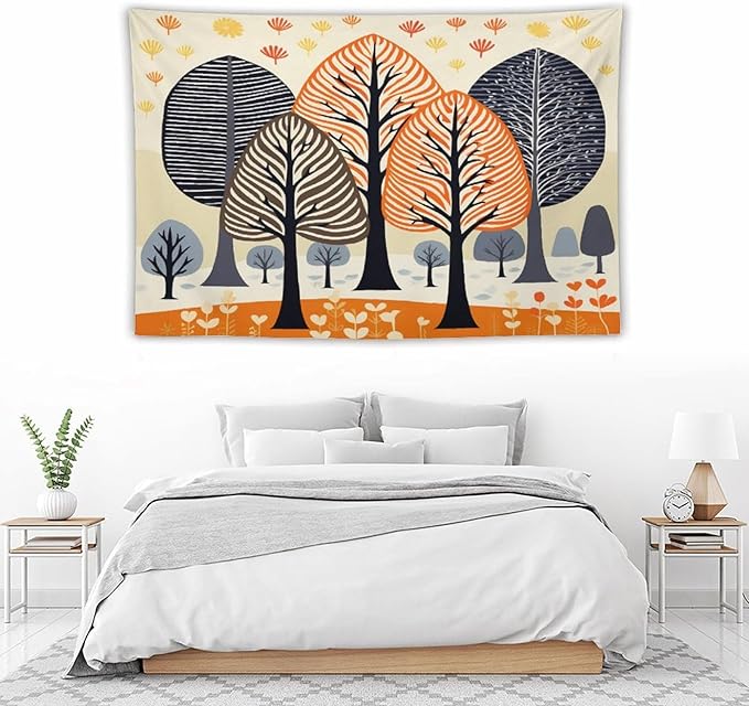 MaSiledy Tapestry Shabby Chic Trees Aesthetic Bedroom Tapestries Fall Autumn Tree Tapastry's Wall Hanging Wall Hanging for Living Room Dorm Landscape 60"x90" Xmas Wall Hanging Polyester Tapestries