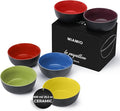 MIAMIO - 6 x 20.2 oz Stoneware Bowl Set Outside Black Inside Colourful - Le Papillon Collection (Mixed)