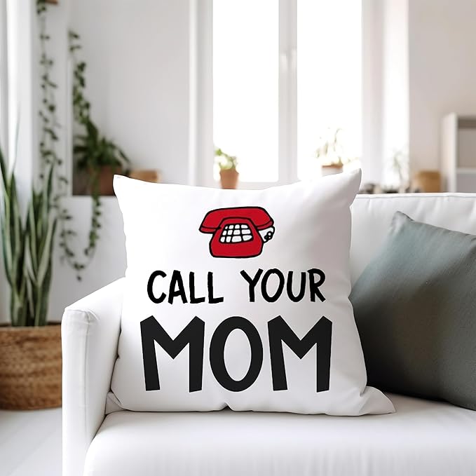 College Dorm Decor, Funny Call Your Mom Pillow Covers 18x18 Double-Sided,Dorm Room Accessories, Gifts for College Students Girls Boys Freshmen,Back to School Gifts for Students