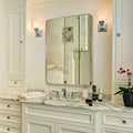 ANDY STAR Chrome Mirror for Bathroom, 30x36 Metal Frame Wall Mirror with Rounded Corner, Modern Rectangle Bathroom Vanity Mirror with Polish Finish…