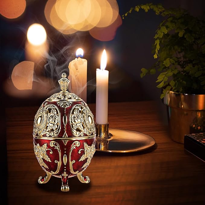 JUXYES Vintage Incense Burner Holder with Removable Ash Catchers, Metal Censer Antique Cone Coil Incense Burner Holder Zinc Alloy Spiritual Aromatherapy Yoga Meditation Gifts Retro Home Decoration