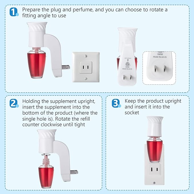 4 Pack Wall Fragrance Plug in Compatible with Bath and Body Works WallFlower Fragrances, ETL Certified, Rotatable, Precise Scent Control Fragrance Diffuser Plug for Home, Office (White)
