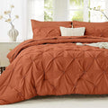Sasttie King Size Comforter Set, 7-Piece Bed in a Bag, Pintuck Bedding Set for All Season, Includes Comforter, Flat Sheet, Fitted Sheet, Pillowcases and Pillowshams, Burnt Orange