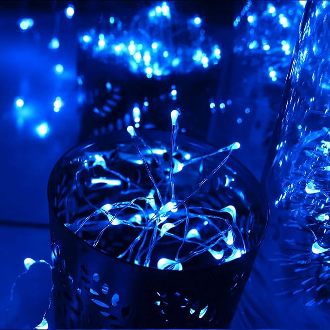 [6-Pack] 7Feet Starry String Lights,Fairy String Lights 20 Micro Starry LEDs On Silvery Copper Wire 2pcs CR2032 Batteries Included,Works for Wedding Centerpiece,Party,Christmas Table Decor (Blue)
