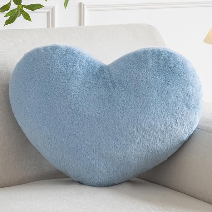 Xiashrk Heart Pillow, Heart Shaped Pillow for Bed Couch, Soft Decorative Heart Throw Pillow, Cute Decorate Pillows, Heart Pillows for Bedroom Living Room (Blue, Large 19.6"x15.7")