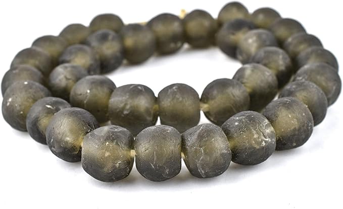 Jumbo Recycled Glass Beads, 21–25mm – African Sea Glass for Wall Hangings, Coffee Table Decor, Shelf Styling, and Home Accents – (Groundhog Grey) – The Bead Chest