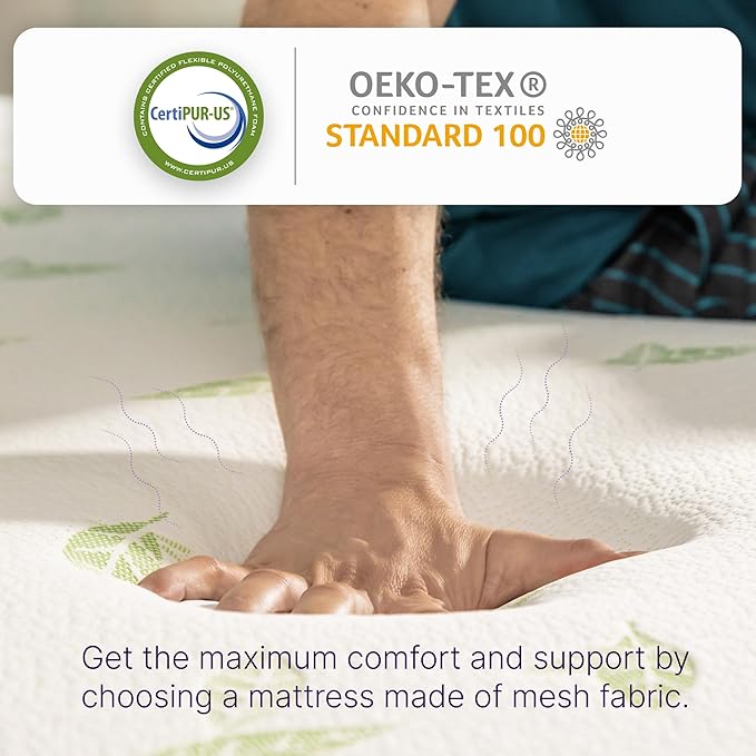 NapQueen Queen Size, 12 Inch Anula Green Tea Infused Memory Foam Mattress, Bed in a Box, CertiPUR-US Certified Mattress