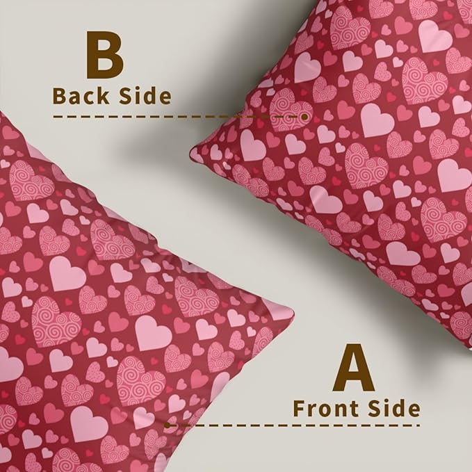 Valentines Pillow Covers 18x18 - Red Heart Love Throw Pillow Covers Set of 2 Pink Mother's Day Anniversary Pillowcases for Couch Sofa