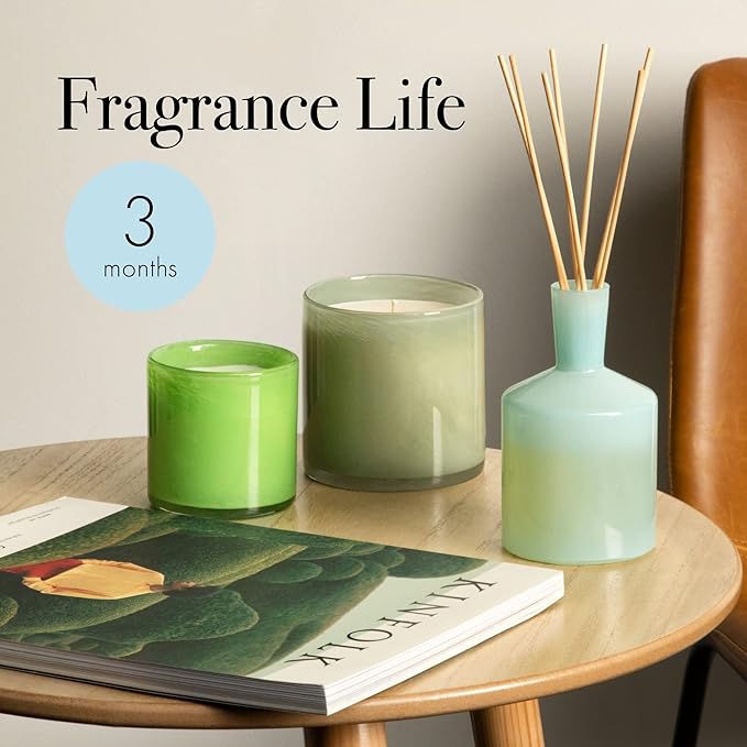 LAFCO New York Classic Reed Diffuser, Marine - 6 oz - Up to 3 Months Fragrance Life - Reusable Glass Vessel - Natural Wood Reeds - Made in The USA