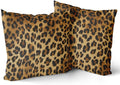 Brown Leopard Throw Pillow Cover - 2 Pcs Cheetah Animal Print Pillows Covers 16x16 inch Soft Bed Decorative Pillow Case for Home Couch Sofa Outdoor Decor