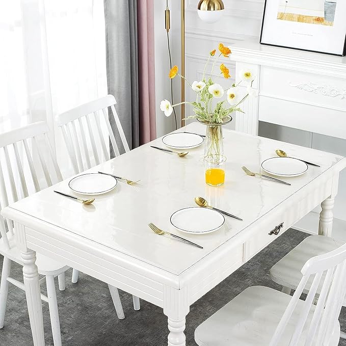 Deep Dream 1.5mm Clear Desk Cover Protector, 40×40 Inch Clear Desk Cover, Clear Desk Mat, Table Cover Tablecloth Protector Rectangle, Table Protector for Dining Room Table