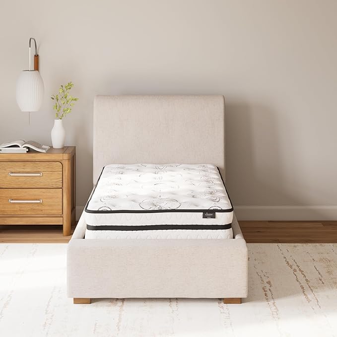 Signature Design by Ashley Twin Size Chime 10 Inch Medium Firm Hybrid Mattress with Cooling Gel Memory Foam for Pressure Relief, Fiberglass Free, Mattress In A Box