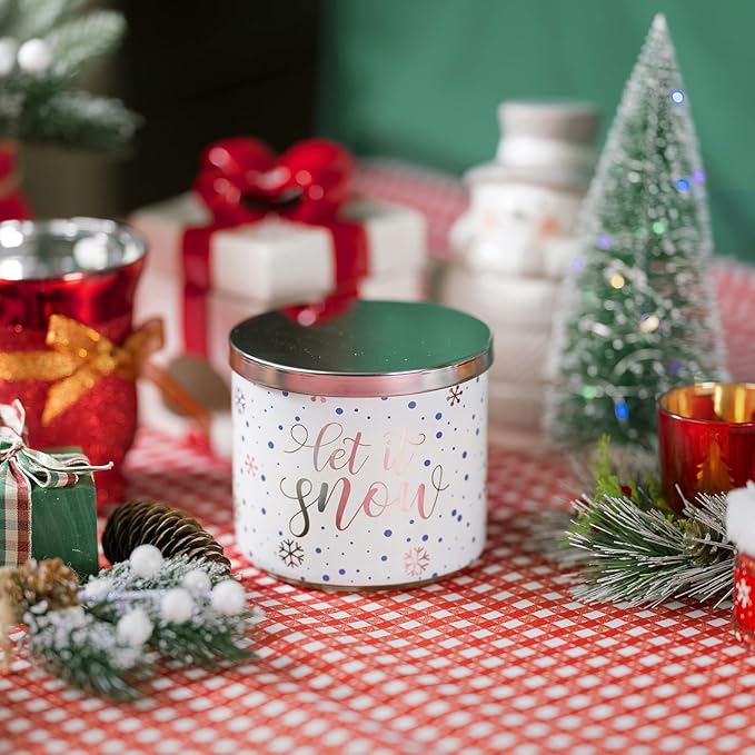 Christmas Candles, Winter Snowflakes Candle, Winter Pine Scented Candle, Large 3 Wicks, 14 oz Christmas Scented Candles