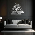 Veplsur Tree of Life Metal Wall Art, Norse Viking Decor, Pagan Wall Decor, Scandinavian Home Decor, Godly Home Decor (Silver, 24"x14")