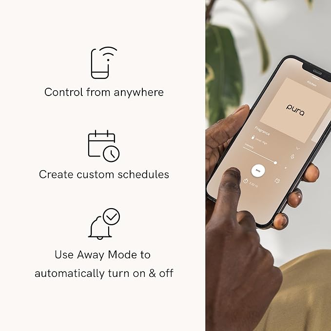 Pura Smart Home Fragrance Device Starter Set - Pura 4 - Scent Diffuser for Home - Includes Fragrance Aroma Diffuser - Square Box, Ginger Clementine and Mint Leaves Scent Refills