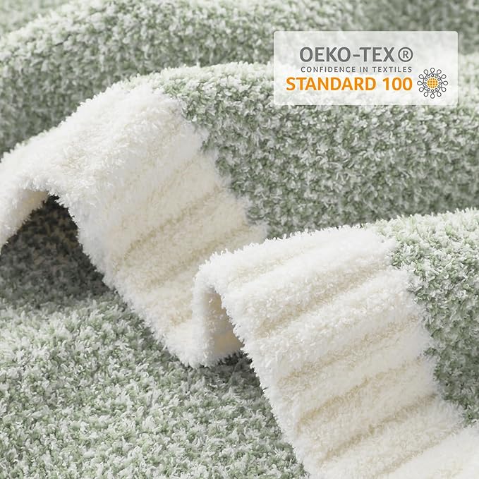 Snuggle Sac Heather Sage Green Blanket for Couch, Reversible Super Soft Knitted Blankets Warm Cozy Fuzzy Plush Throw Blankets for Sofa, Bed, Camping, Sage Green, 60x80 inches