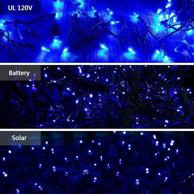 Brizled Blue Christmas Lights, 33ft 100 LED Christmas String Lights, 120V UL Certified Plug-in Xmas Tree Light Connectable Mini Xmas Light Waterproof for Home Party Wedding Indoor Outdoor Decorations