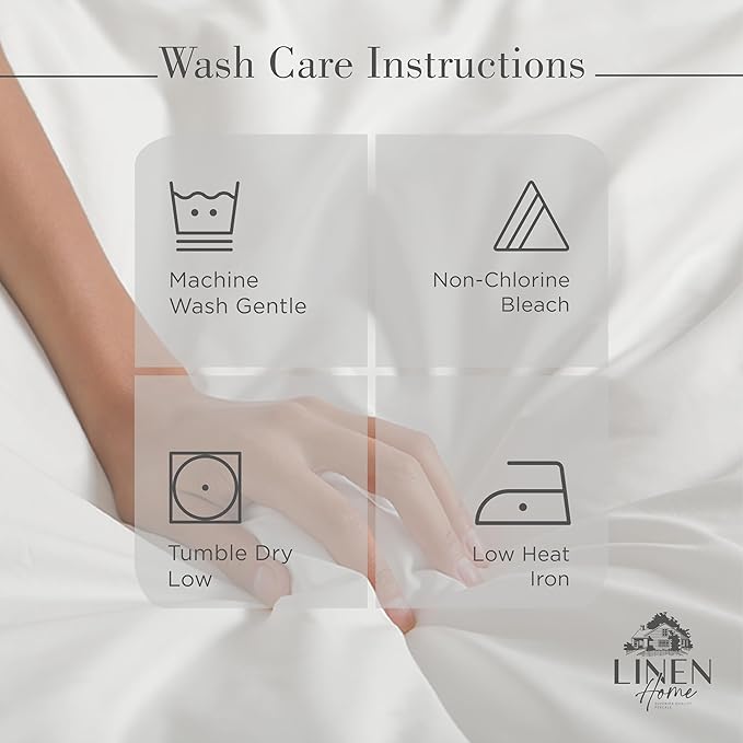 Linen Home 100% Cotton Percale Sheets California King Size, Silver, Deep Pocket, 4 Pieces Set - 1 Flat, 1 Deep Pocket Fitted Sheet and 2 Pillowcases, Crisp Cool and Strong Bed Linen