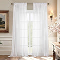 Aiyufeng Voile Sheer White Curtains - Transparent Light Weight Soft Window Treatment Curtain Panels with Rod Pocket Top for Patio Door/Living Room (W59 x L96, 2 Panels), White
