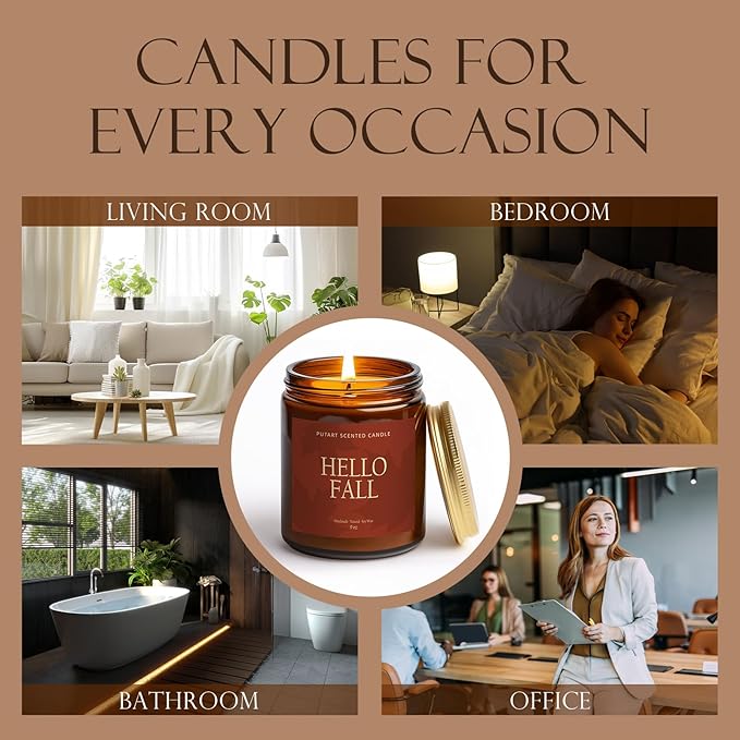 Pumpkin Spice Fall Candles for Home Scented, Natural Soy Wax Aromatherapy Non Toxic Pumpkin Candle with Long Lasting Burn, Halloween Autumn Candle Gifts for House Fragrance Decoration (9oz)