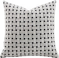 Premium Throw Pillow Covers 18x18 Inches - Black Interlaced Weave Grid Chenille Jacquard Embroidery Decorative Couch Pillow Covers for Living Room Bedroom Sofa Home Décor