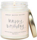 Sweet Water Decor Happy Birthday Soy Candle - Vanilla Sugar & Buttercream Sweet Scented Happy Birthday Candle Gift for Mom, Friends & Girls - 40 Hour Burn Time - 9oz - Non Toxic