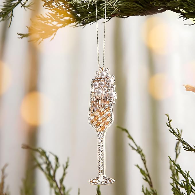 2025 Christmas Ornaments, Champagne Wine Ornament,Hanging Wine Glass Ornaments for Christmas Tree Decorations, Keepsake Gifts for Sisters Mother Grandma Women