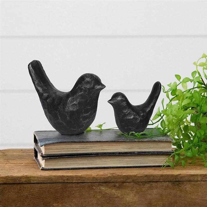 Elegant Cast Iron Bird Statue with Vintage Brass Coating – Gold Bird Figurine for Home Desk, Living Room, Bedroom, Office – Charming Decorative Ornament