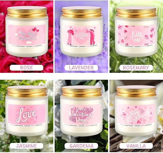 Candle Gifts,6pack Valentine's Scented Candle-Long Lasting Burning-Aromatherapy Candle for Men Husband Boyfriend,Romantic Gifts for Women, Girlfriend Wife,Mother,Home Decor,Anniversary