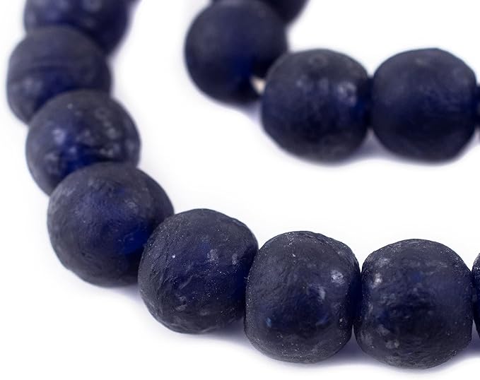 Jumbo Recycled Glass Beads, 21–25mm – African Sea Glass for Wall Hangings, Coffee Table Decor, Shelf Styling, and Home Accents – (Cobalt Blue) – The Bead Chest