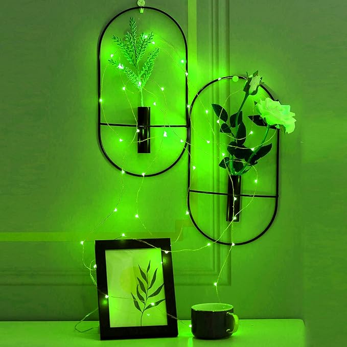 Mini St. Patrick's Day Fairy Lights Battery Operate, 4 Pack Copper Wire 3*AAA Battery Powered Led Starry Fairy String Lights for Bedroom, Christmas, Party, Wedding, Decoration(5m/16ft Green)