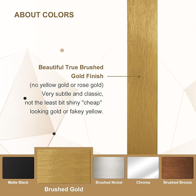 ANDY STAR 24x40 Inch Gold Bathroom Mirror, Stainless Steel Metal Frame with Rounded Corner, Rectangle Glass Panel Wall Mounted Mirror Decorative for Bathroom