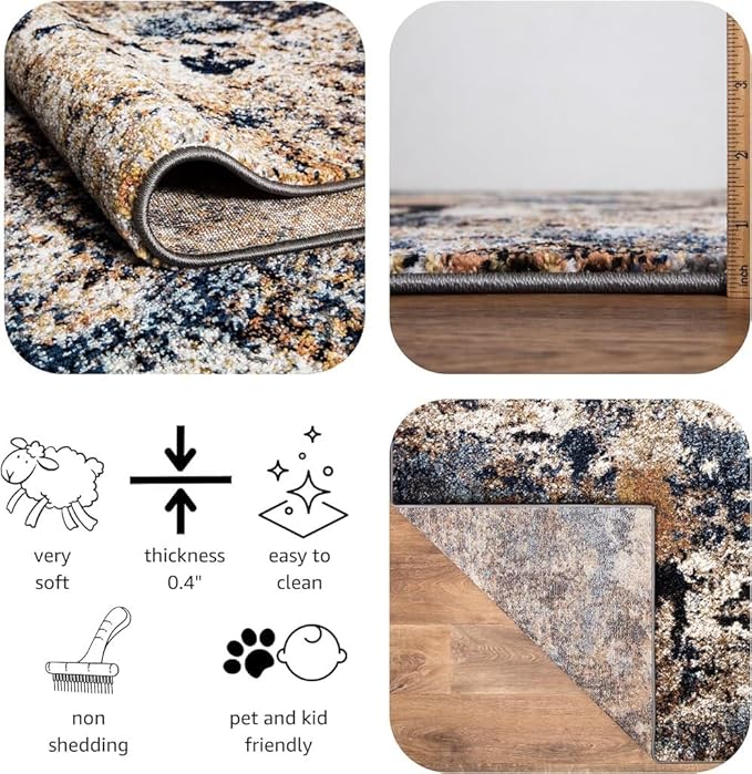 Keen Home Design Area Rugs - 5x8 Non-Shedding, Abstract Rugs for Kitchen, Living Room, Bedroom, Dining Room, Entryway - Size: 5'3" x 7'7", Multi